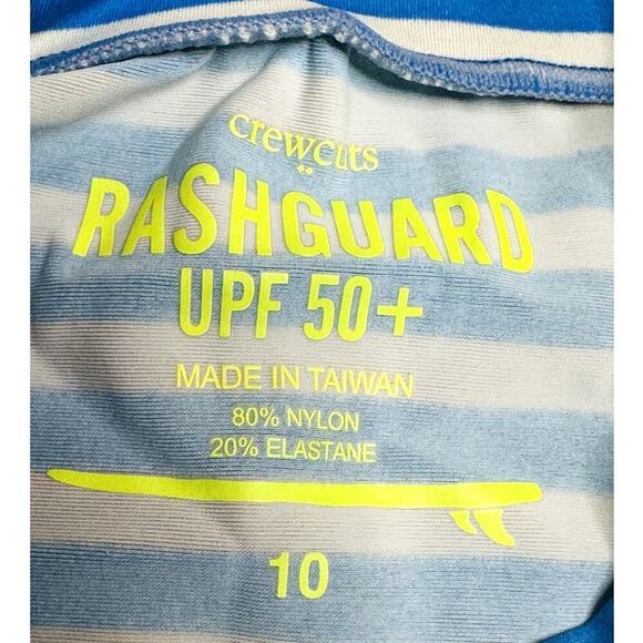 J.Crew Crewcuts Blue White Stripe Short Sleeve Rashguard Girls Size 10 - Picture 3 of 4